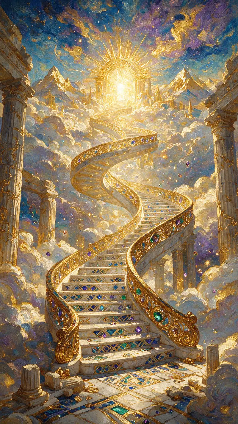 穿越華麗奇幻天空的天體螺旋階梯
