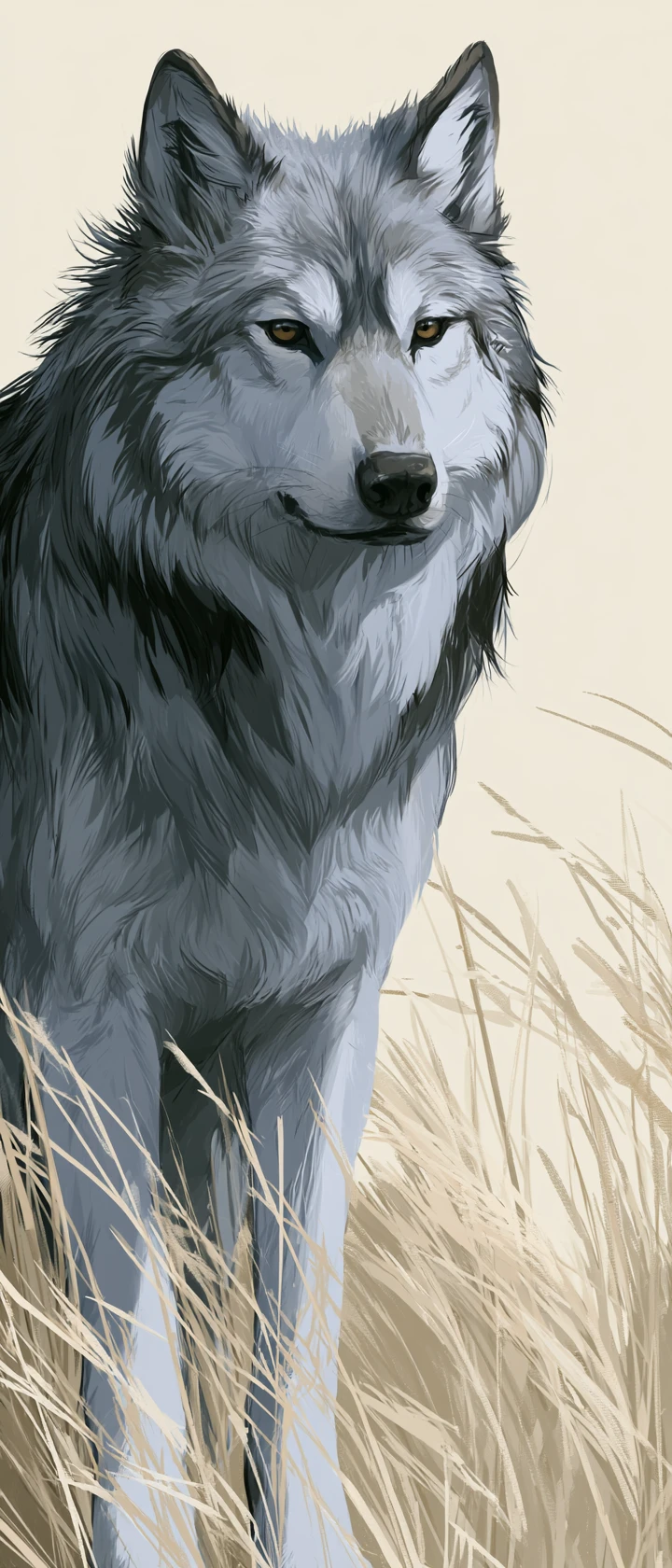 Lobo em close-up em pé sobre a grama verde