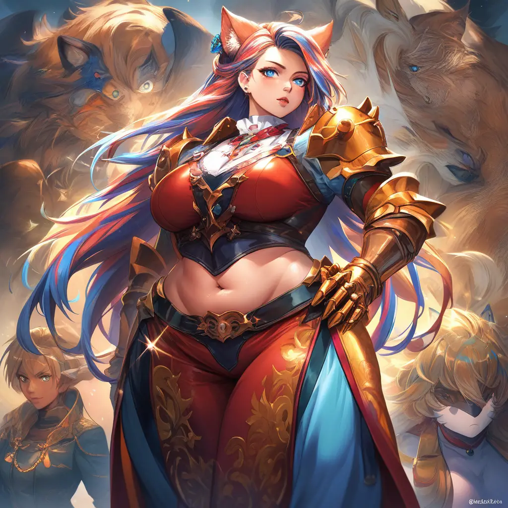 Fille anime aux oreilles de chat en gros plan avec des yeux bleus