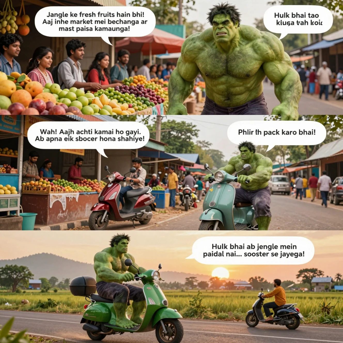 Vendedor verde musculoso colhendo frutas em uma manhã na selva