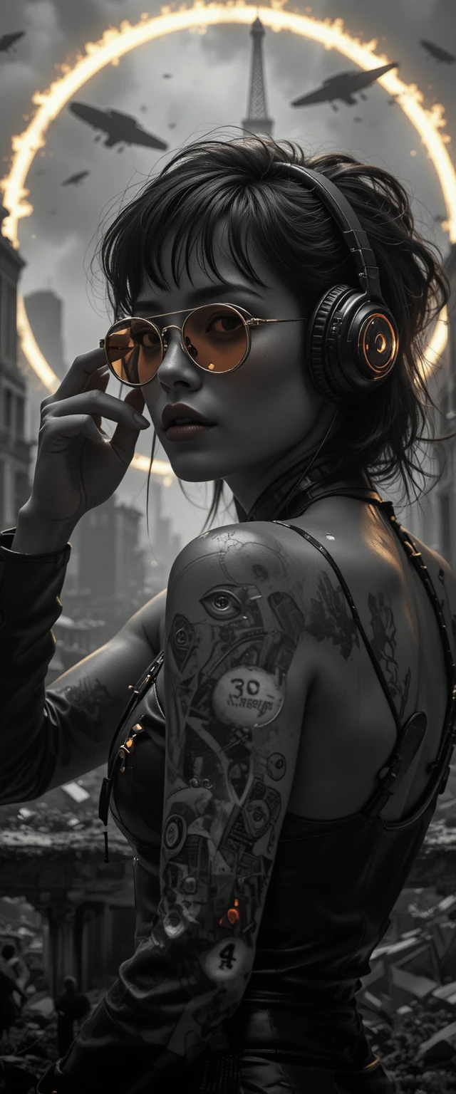 Retrato de moda de supergirl cyberpunk em estúdio