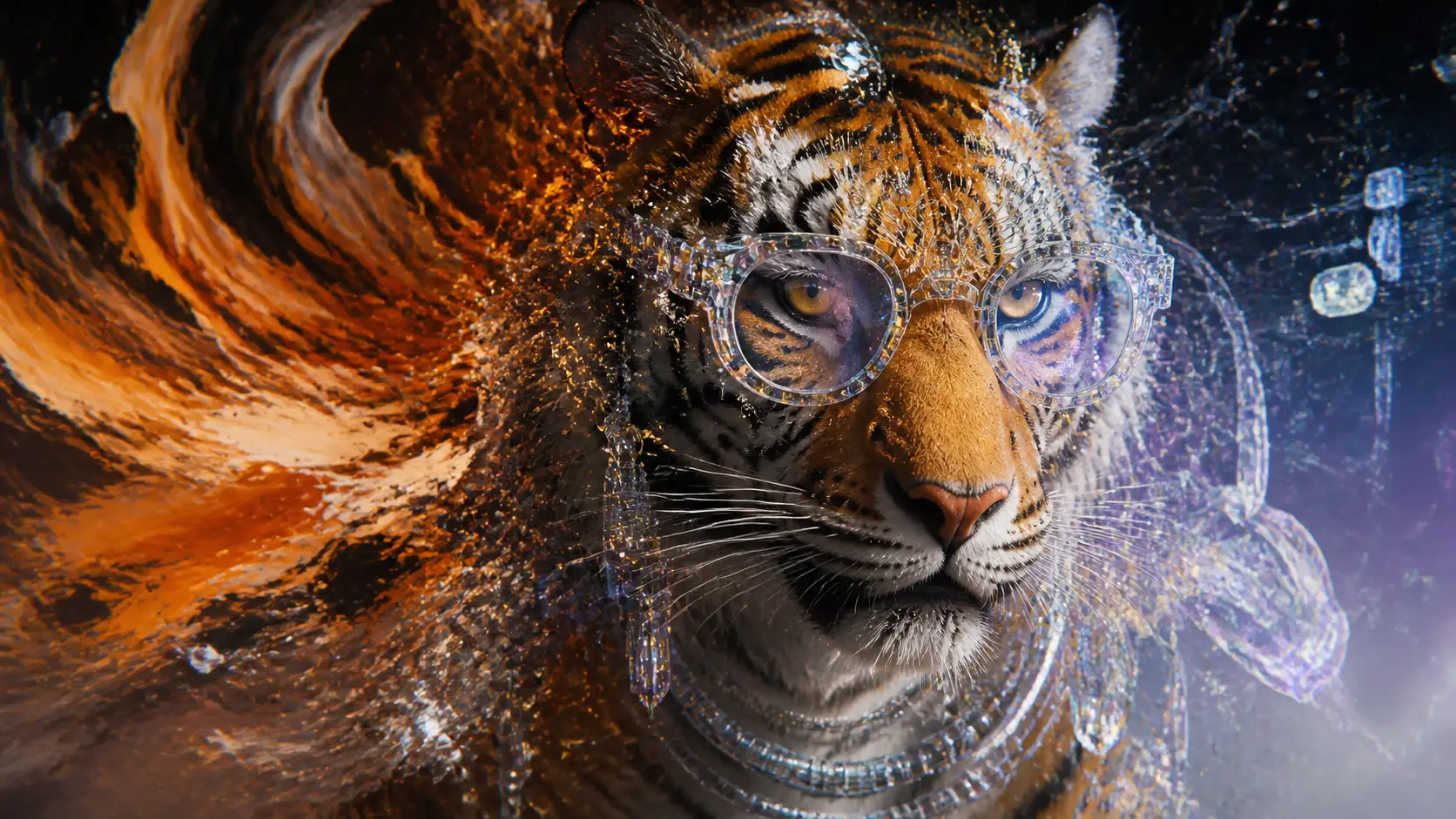 Instinktive Tigerformen, die sich in aufkeimendes Bewusstsein verwandeln