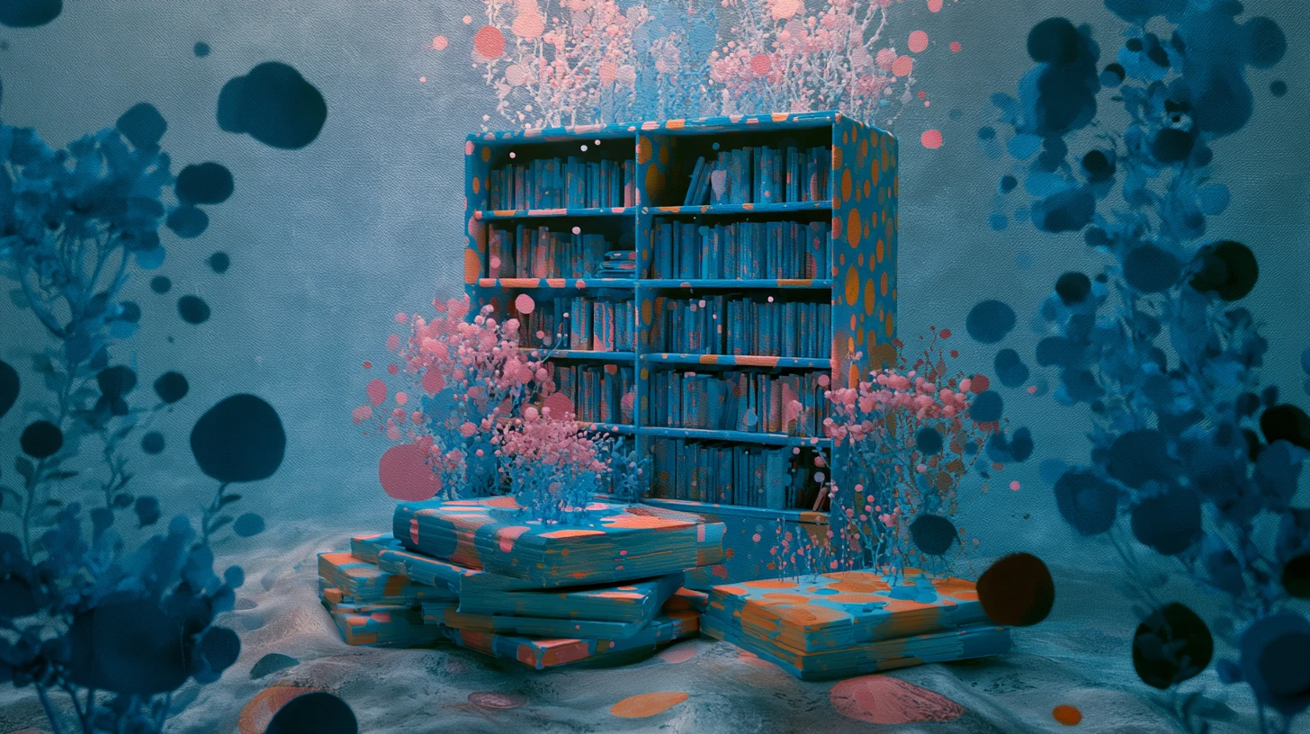 Biblioteca Atlante Submersa Surreal Descansando em um Mar Onírico