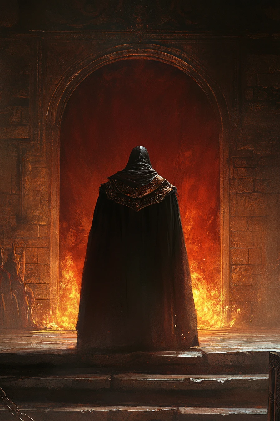 Almas descendo ao fogo e à sombra eternos no inferno