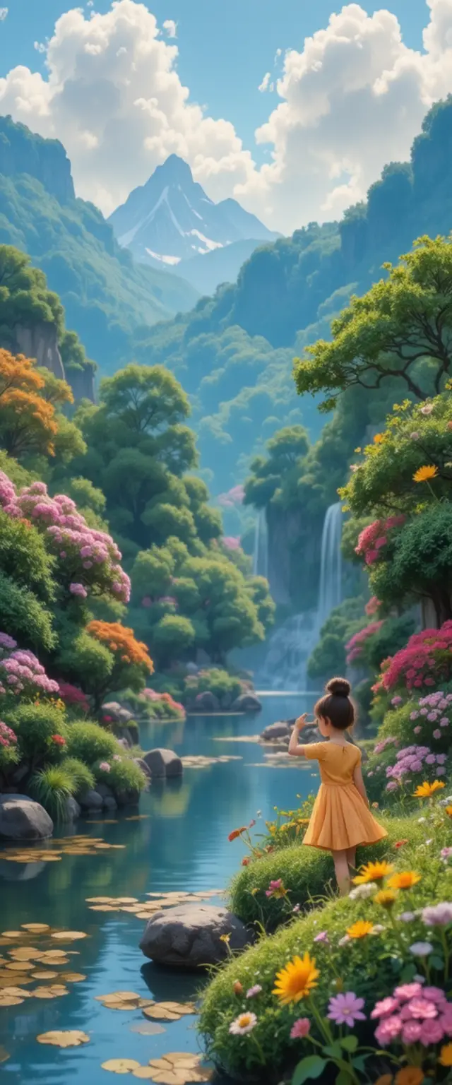 柔和繪畫感皮克斯風格的迷你奇幻景觀