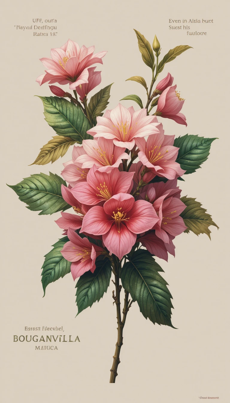 Vektor-Blumenillustration für Flyer mit abstrakter Bougainvillea-Kunst