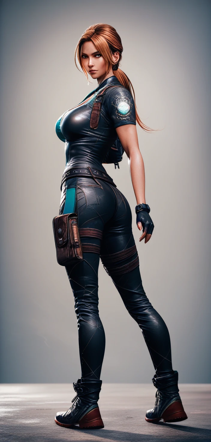 Heroína 3D de corpo inteiro com figura feminina atlética