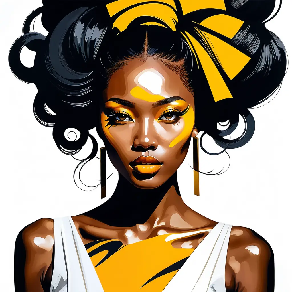 Contemporary ink fashion portrait of a black woman