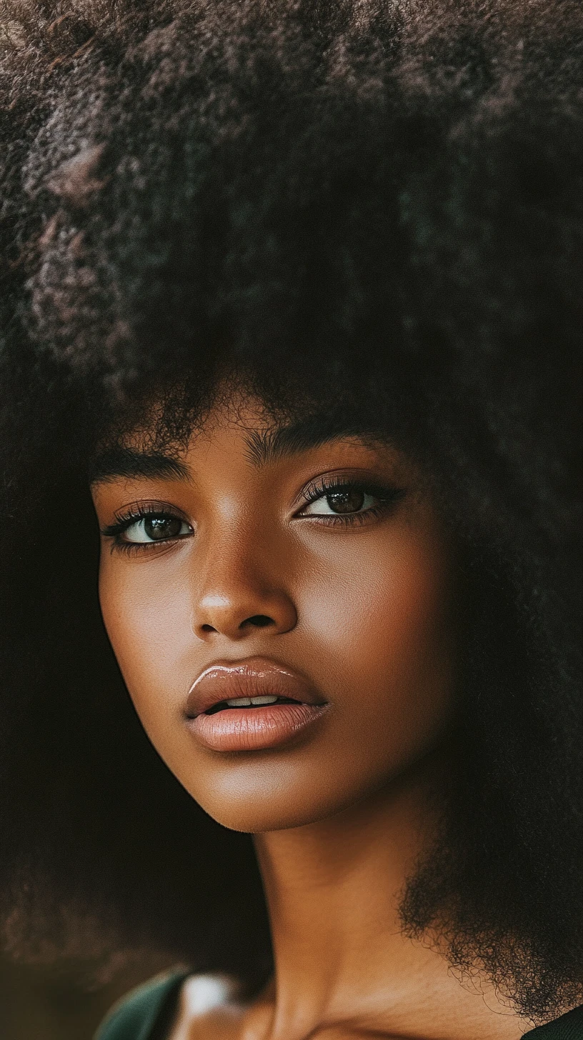 Primer plano de una mujer negra serena con estilo de dibujo a tinta texturizado