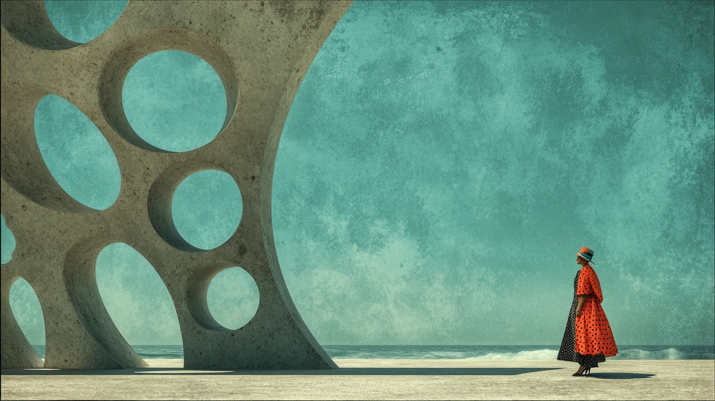 Biblioteca de fantasia surreal erguendo-se de uma cidade mítica submersa