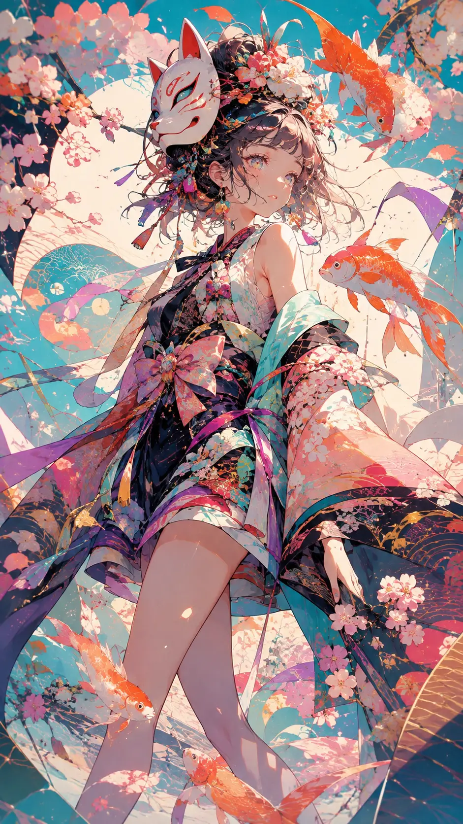 Farbenfrohe Anime-Illustration mit lebendigem Pastell-Charme