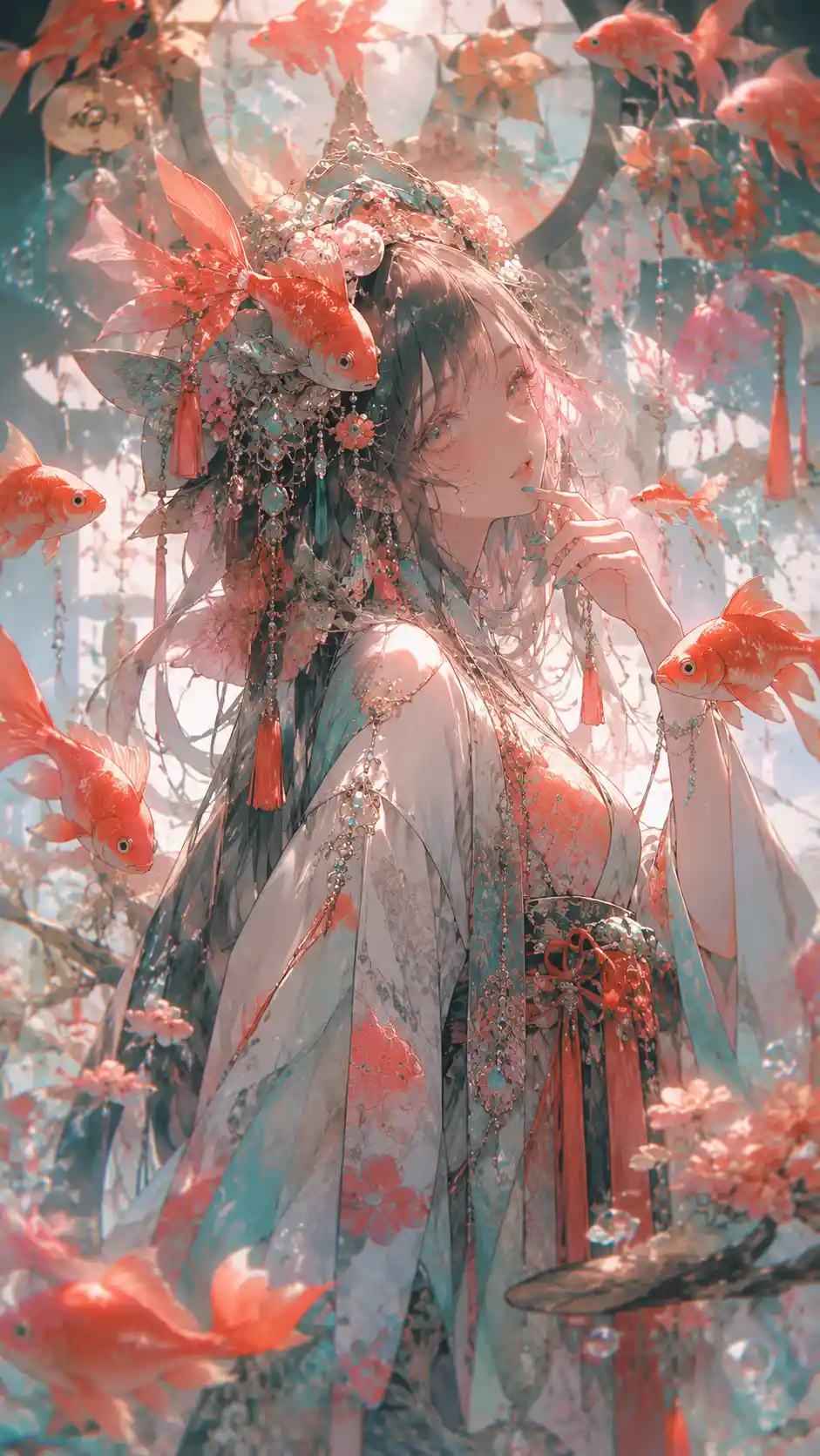 Illustrazione anime teatrale con brillanti colori pastello