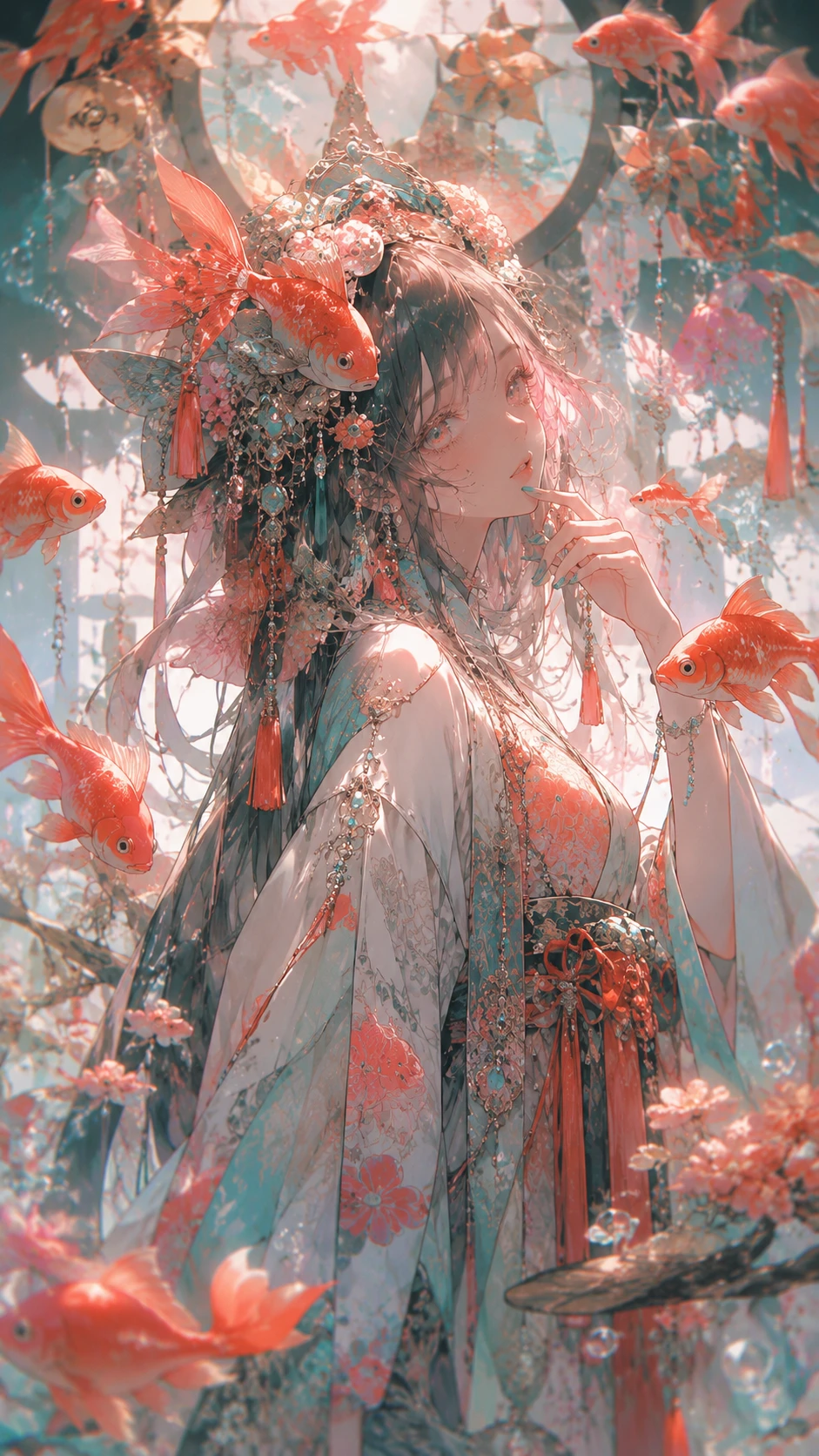 Illustrazione anime teatrale con brillanti colori pastello