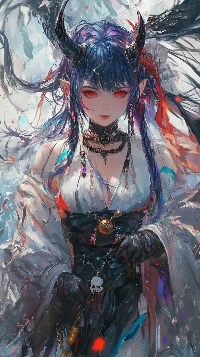 Garota de anime coberta de cristal empunhando uma espada de cristal sombria