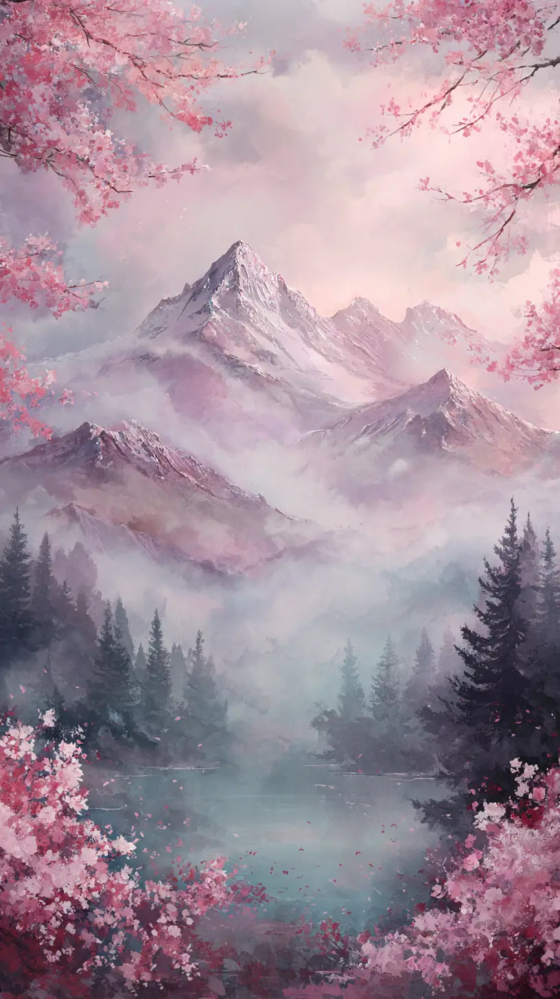 夢幻山中花海湖與迷霧群峰