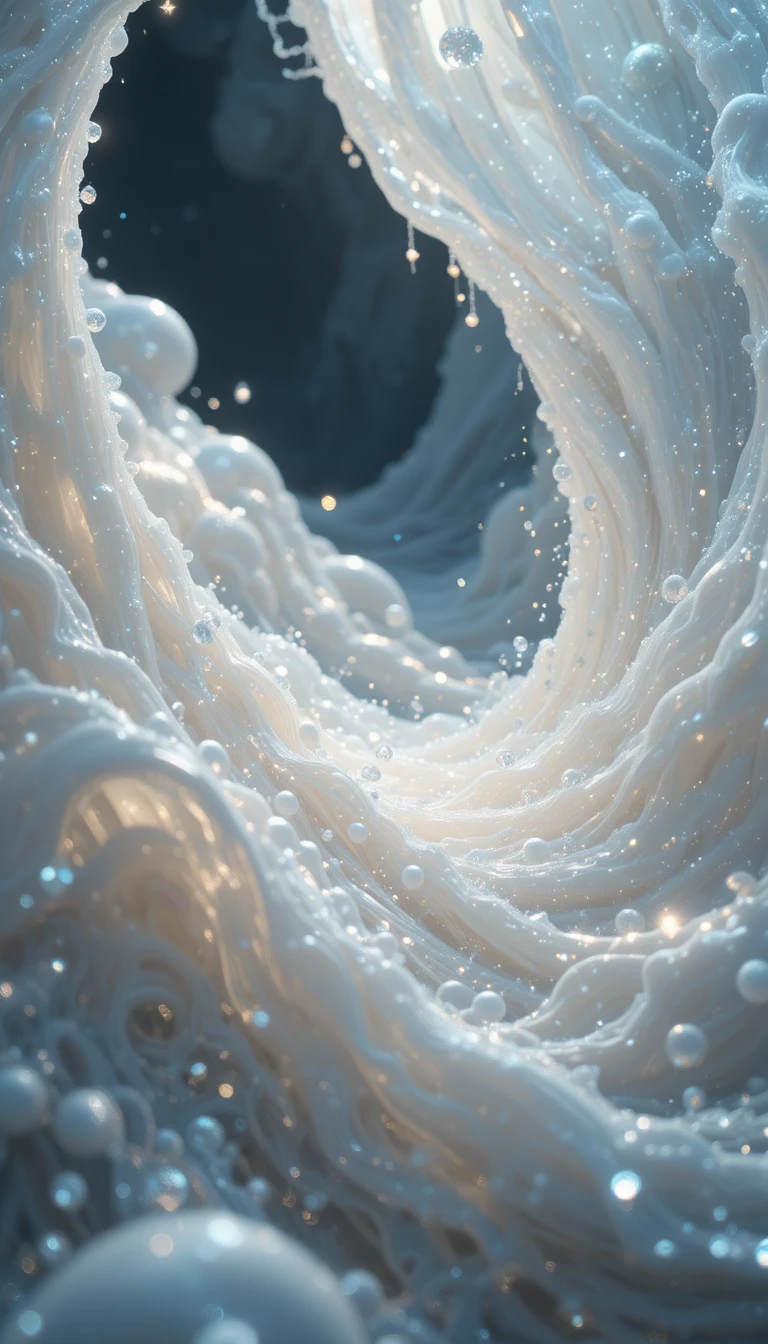 Forma abstrata branca cinematográfica com detalhes de topázio luminoso
