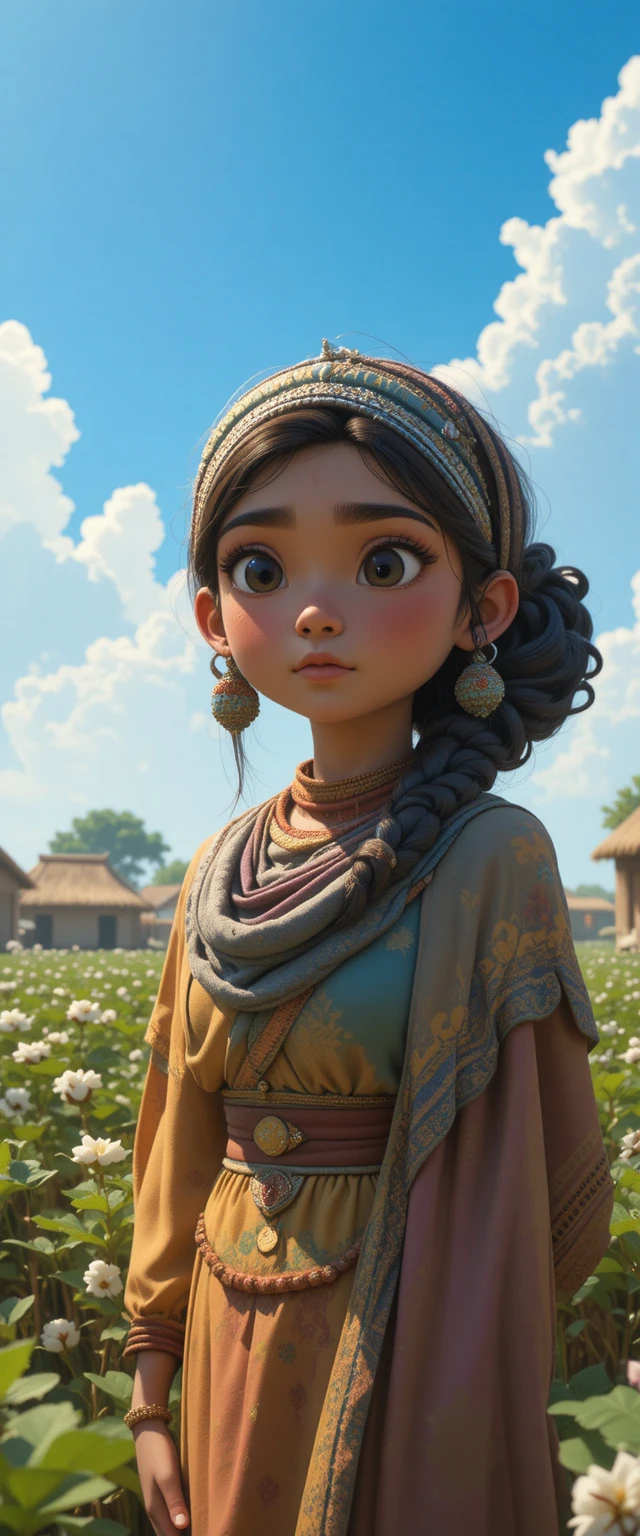 祖母の昔話に耳を傾けるスーダンの村の少女