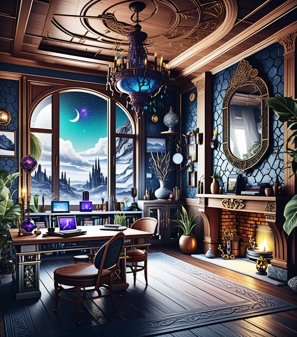 Stimmungsvolles 3D-Interior mit eklektischer, dekadenter Hexen-Atmosphäre