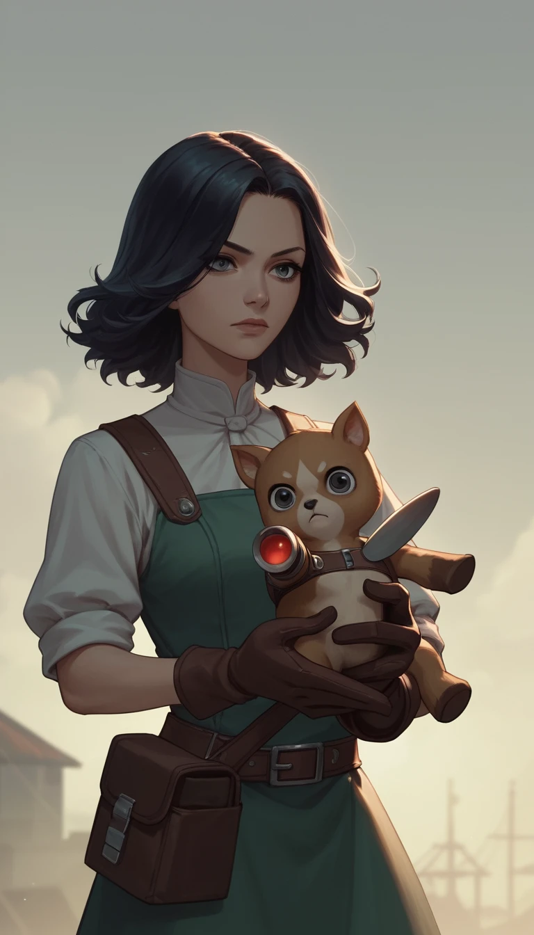 Cowgirl de anime apontando um revólver Colt para o observador