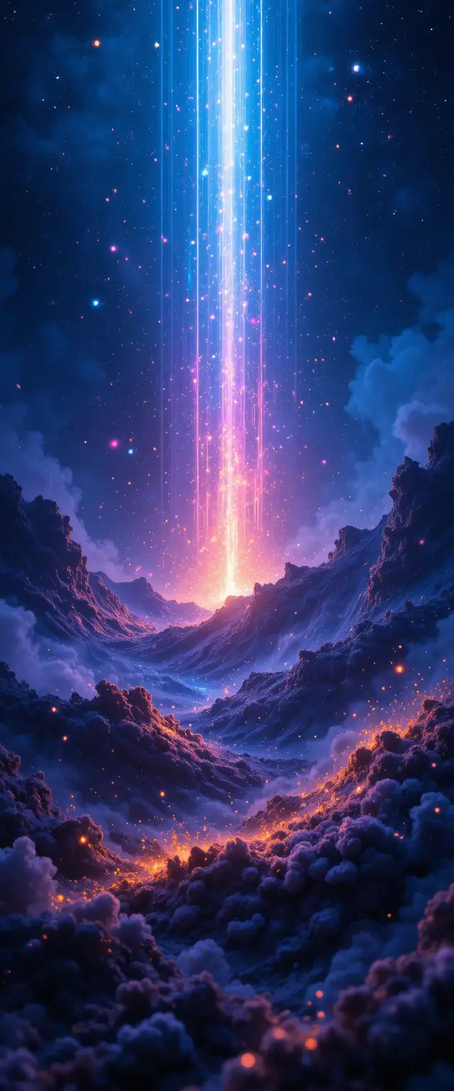抽象深空星雲與閃耀宇宙光芒