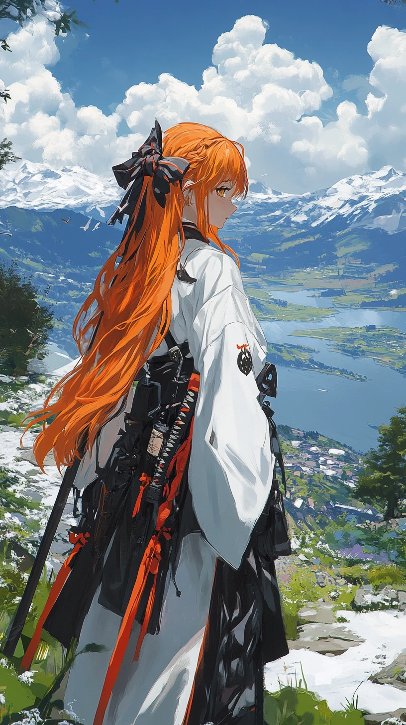 Anime-Mädchen mit taktischer Ausrüstung und langen goldenen Haaren