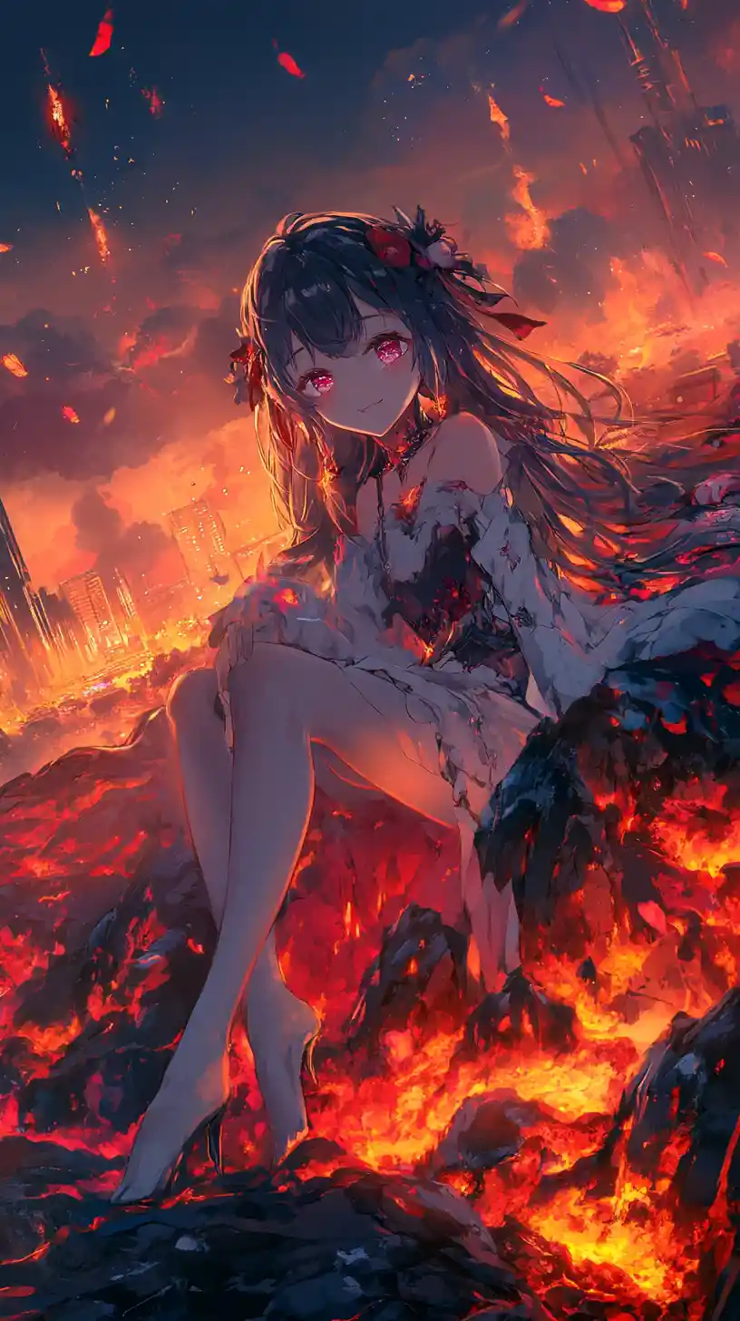 Ragazza anime che si rilassa su un materassino gonfiabile in piscina