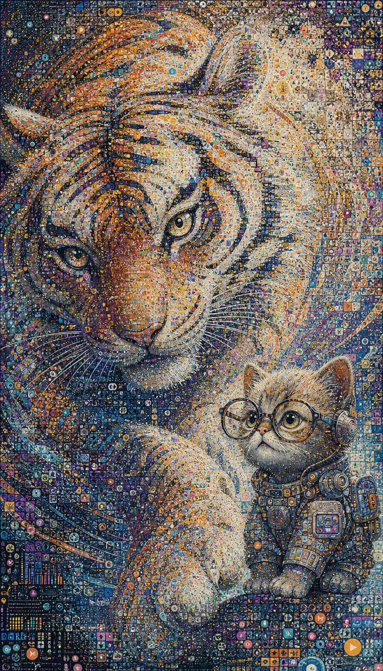 Optische Täuschung: Tiger aus bunten Daten-Glyphen