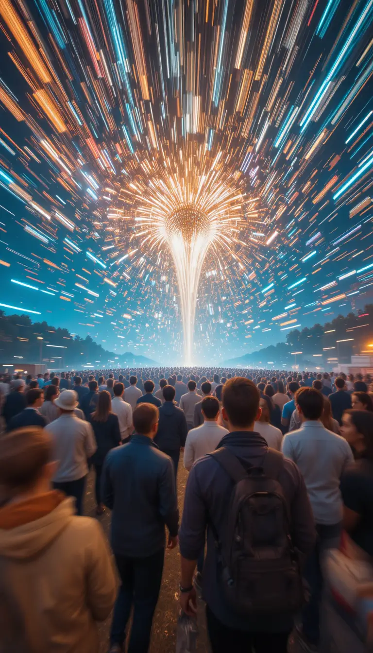 壯闊天空下聚集在大地上的人群
