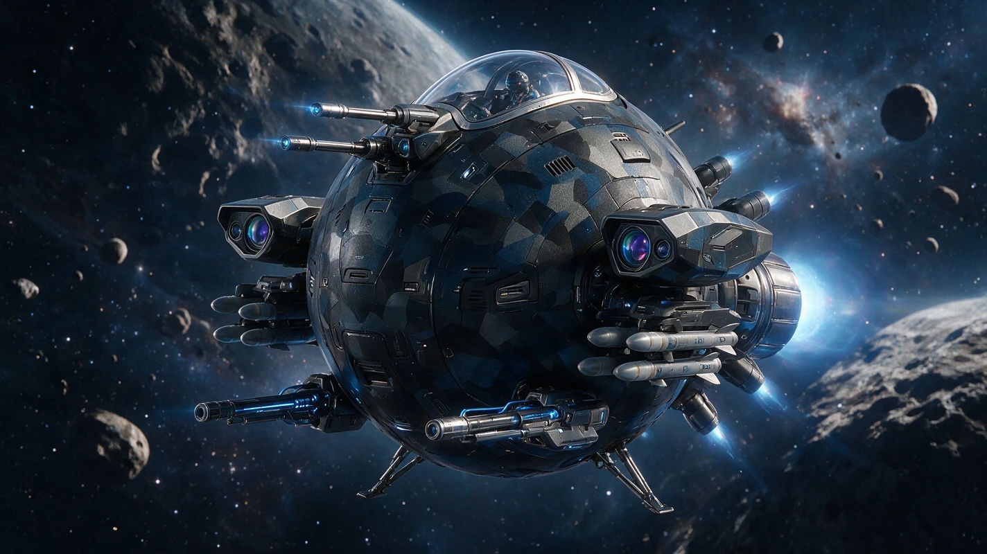 球体型単座宇宙戦闘機（パイロットコックピットが見える）