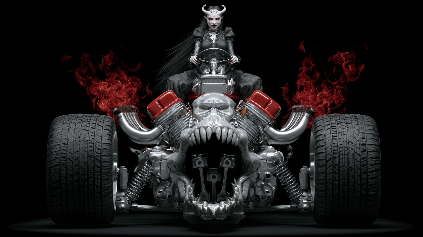 惡魔般的 V8 引擎，張開怪物巨口與熊熊烈焰