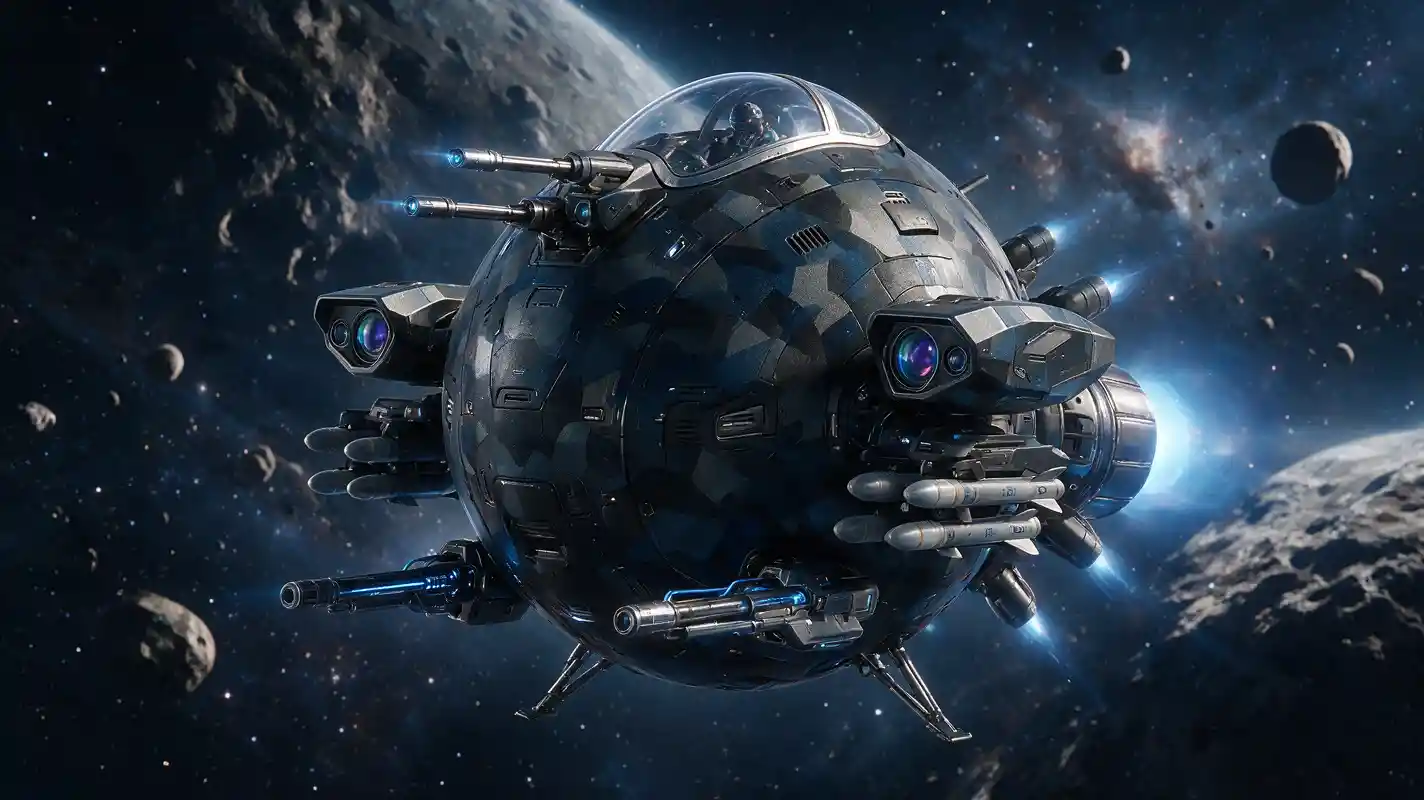 球体型単座宇宙戦闘機（パイロットコックピットが見える）