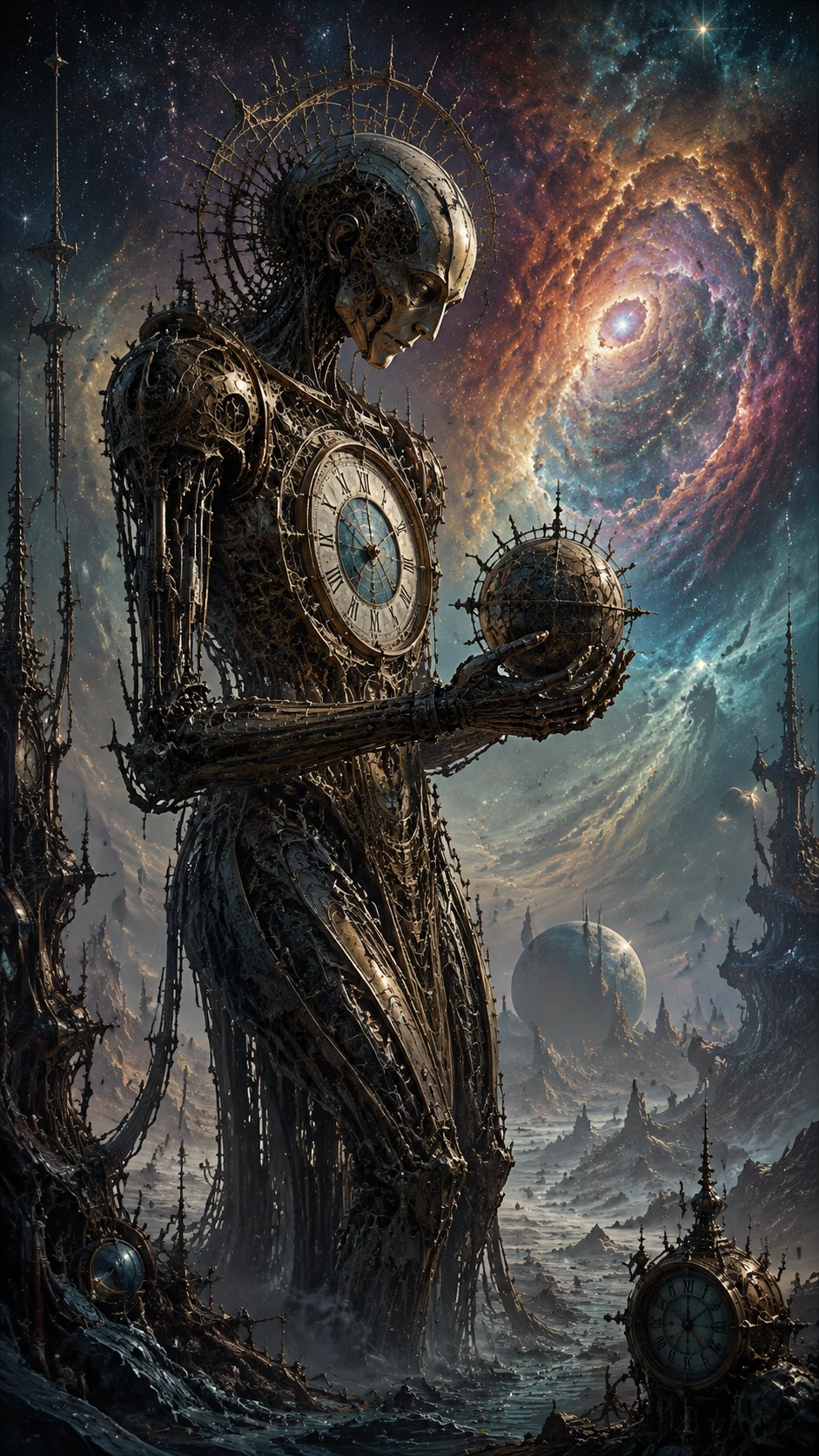 荒蕪異星世界上的天體發條自動機械
