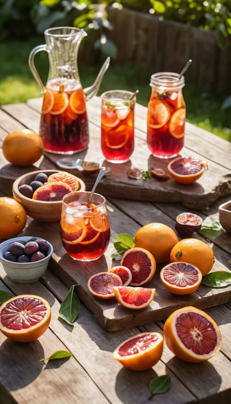 Sommerliches Obstpicknick auf rustikalem Holzgartentisch
