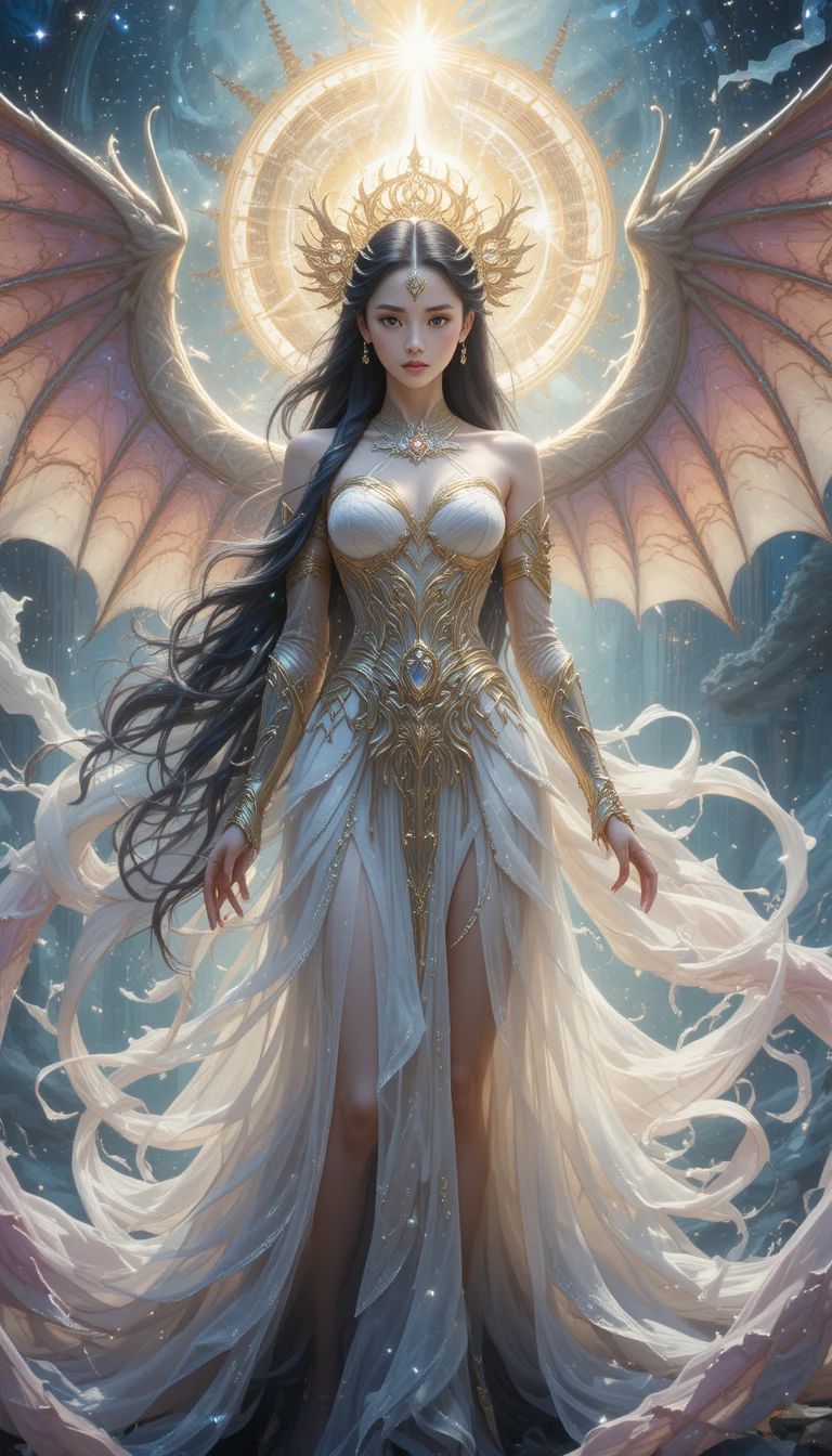 Femme dragon façon anime dans un monde de fantasy mystique