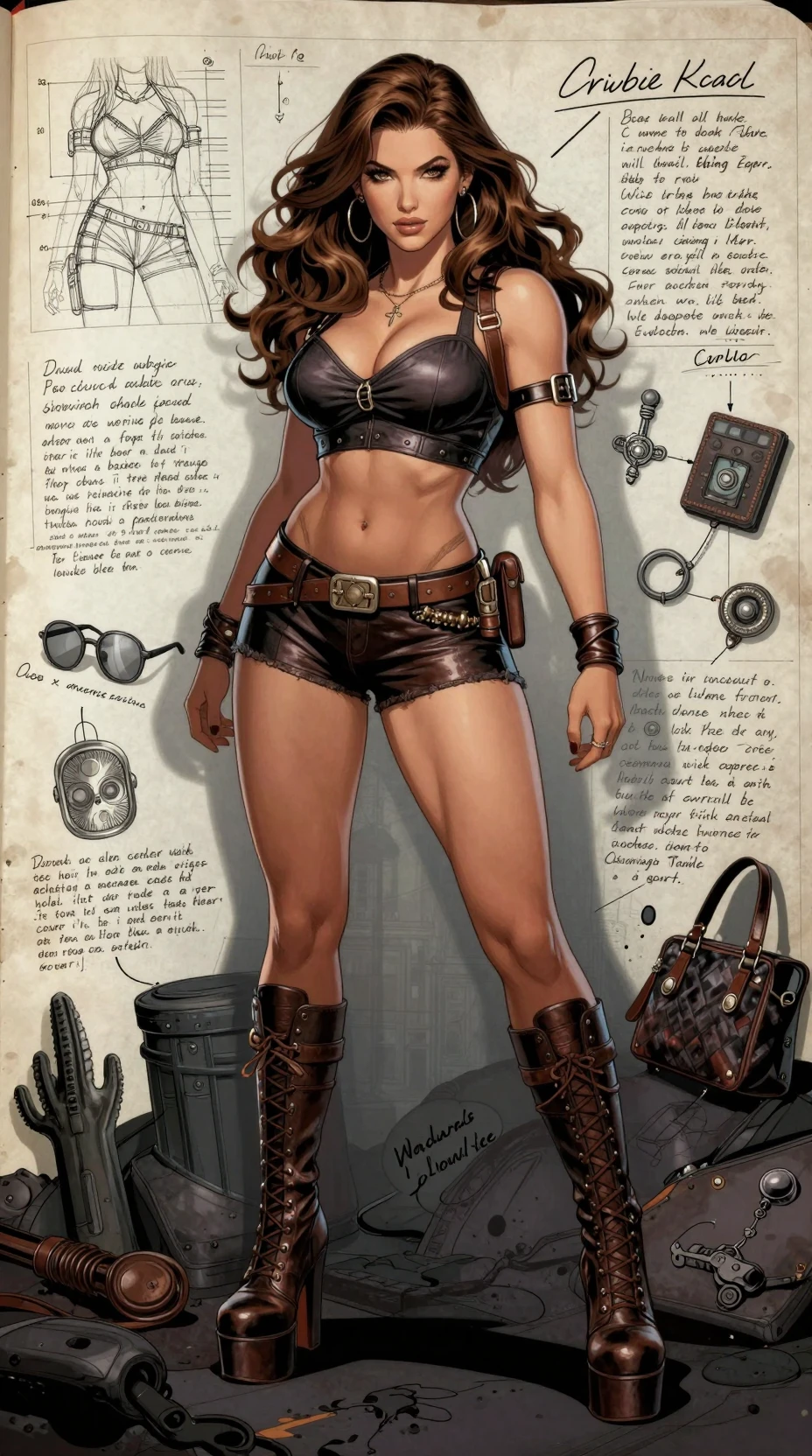 Avventuriera fantasy formosa in outfit di pelle – blueprint