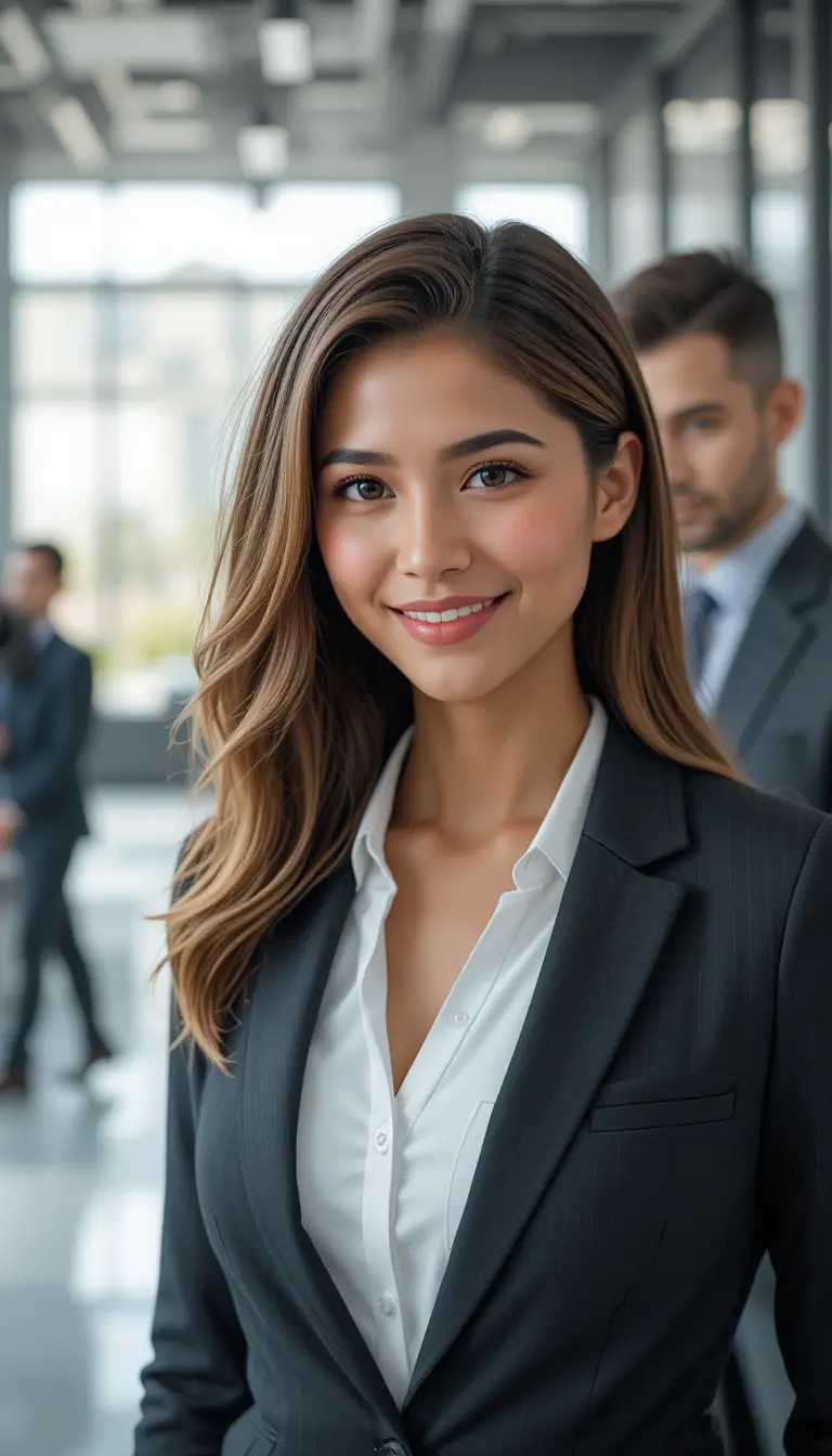 現代辦公室中自信的美籍女商業人士肖像
