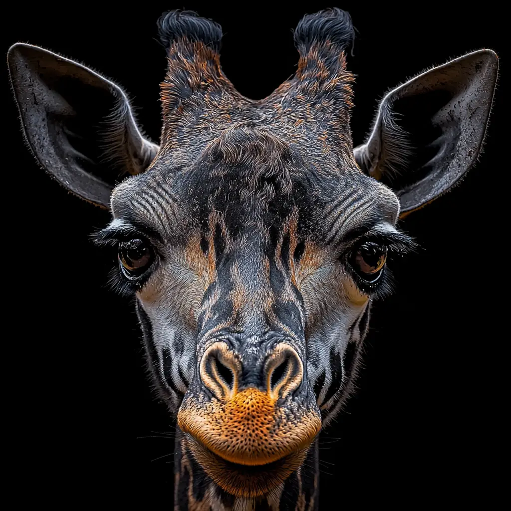 Ultra detailed portrait of a majestic giraffe in sharp focus