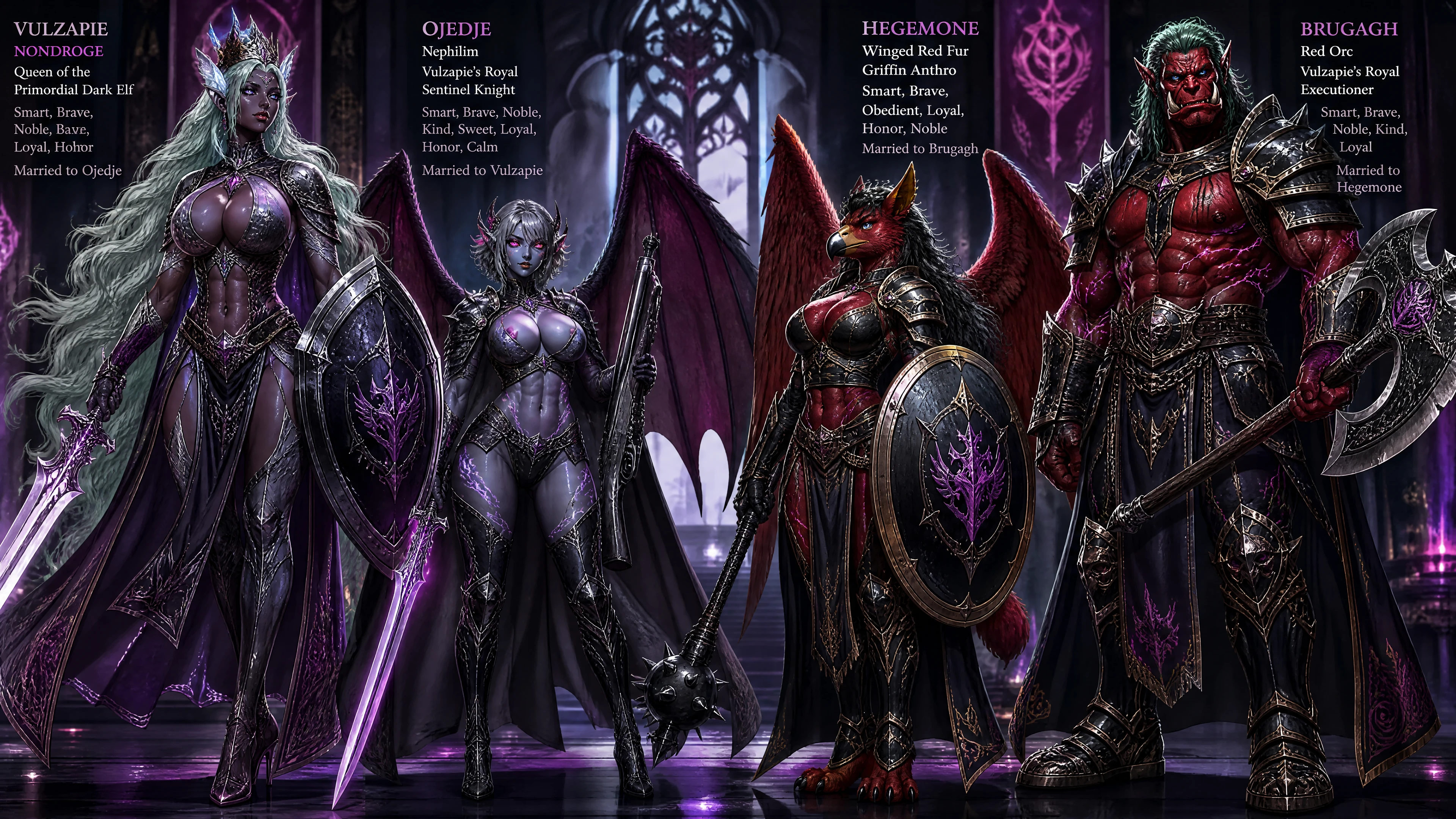 Reine elfe noire primordiale avec épée et bouclier