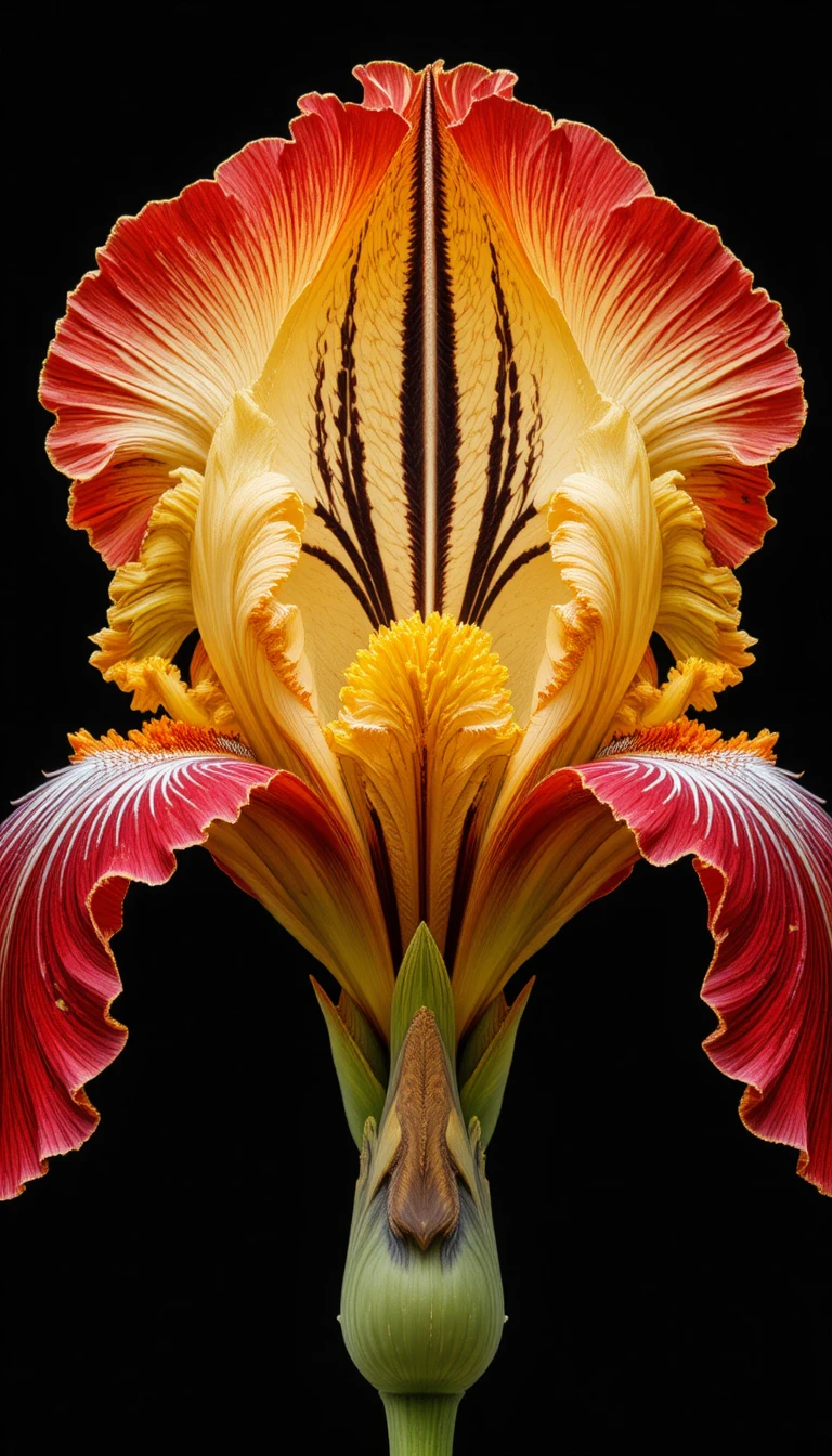 Macro close de uma única flor de íris listrada