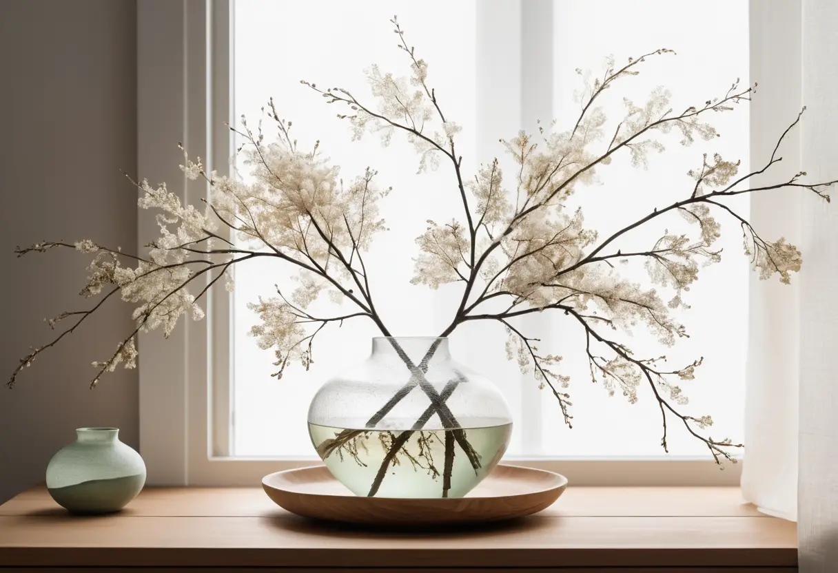 Serene Japandi Interior With Ceramics And Natural Branches