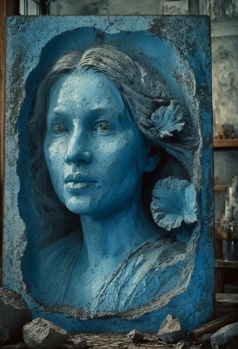 Sculpture surréaliste 3D du portrait d’une femme en studio