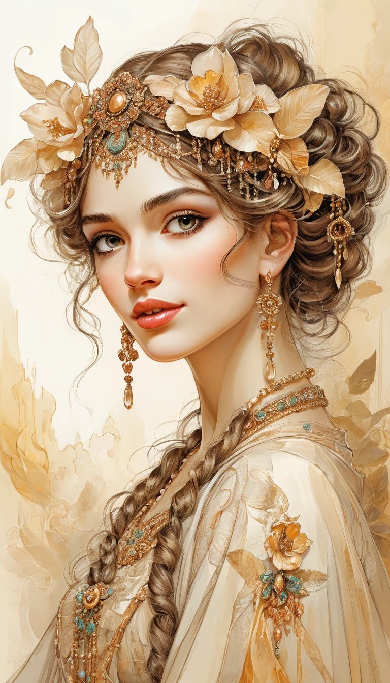 Gioiosa illustrazione astratta di una giovane donna coraggiosa e bella