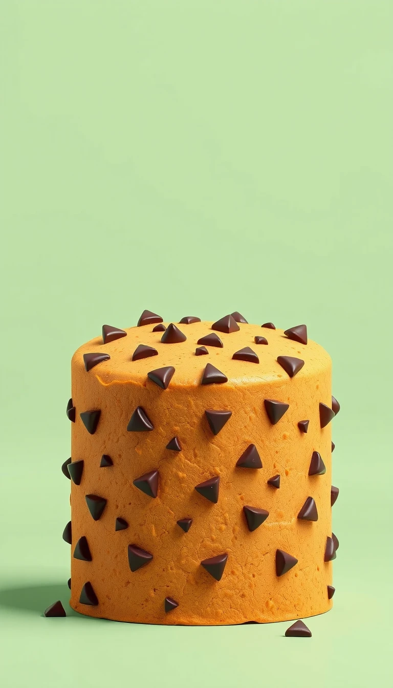 Riesiger 3D-Schokokeks auf mintgrünem Hintergrund schwebend