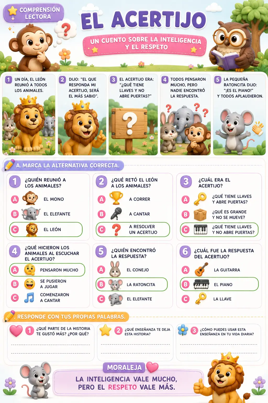 幼児向け絵記号付き読解ワークシート