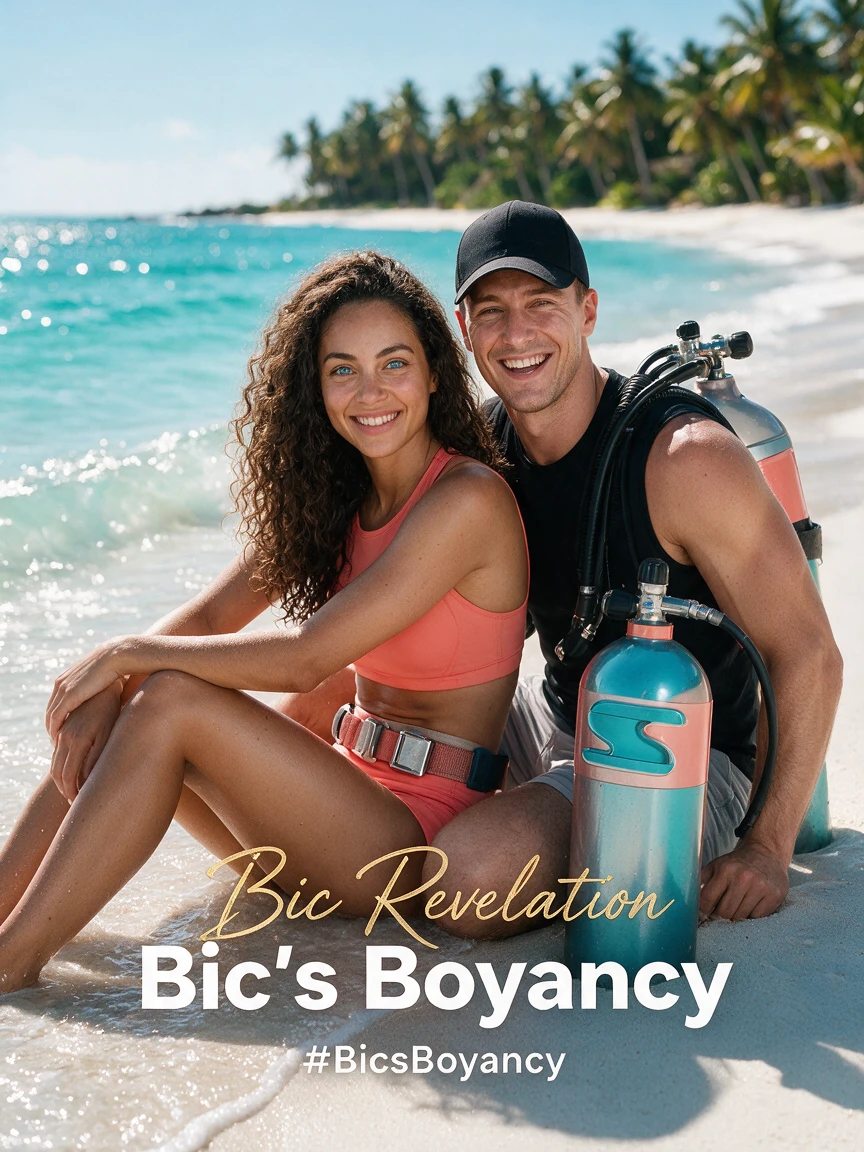 Summer scuba fashion campaign on a bright tropical beach