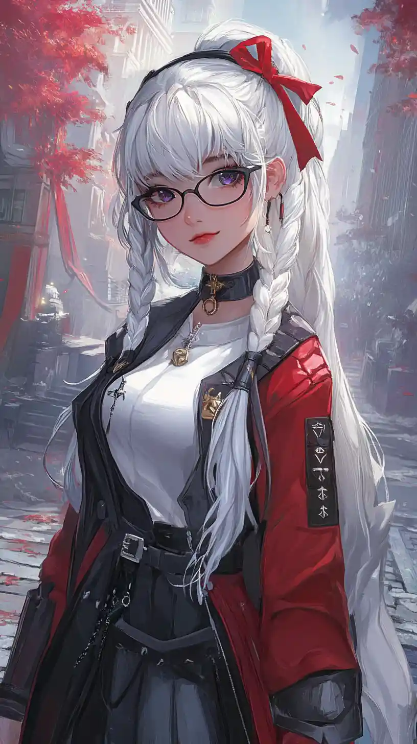 銀髪のアニメ少女 フォーマルな白黒コーデ