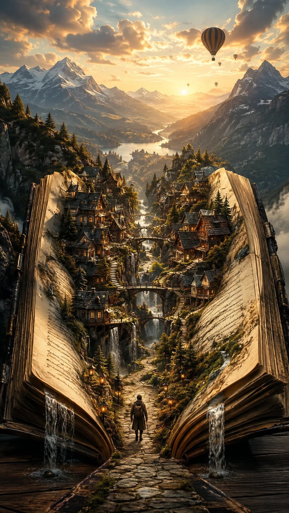 Antico libro che rivela un mondo nascosto di villaggio di montagna