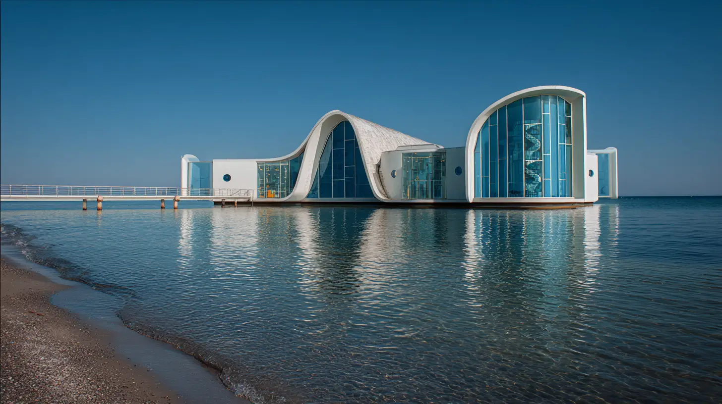 Surreal Futuristic Library Rising From The Drowned Atlantis