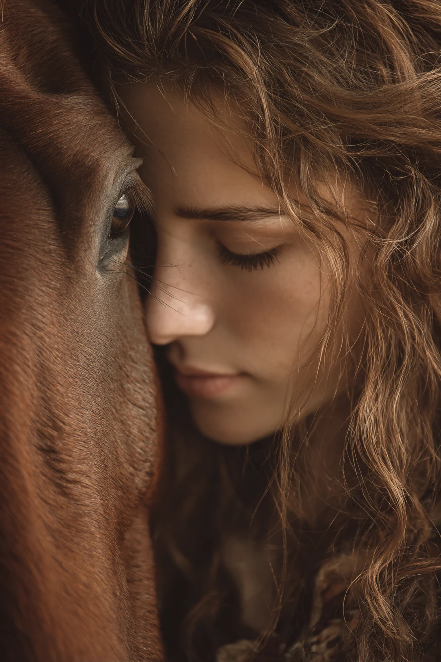 Tender dream of a beloved bay horse in motion