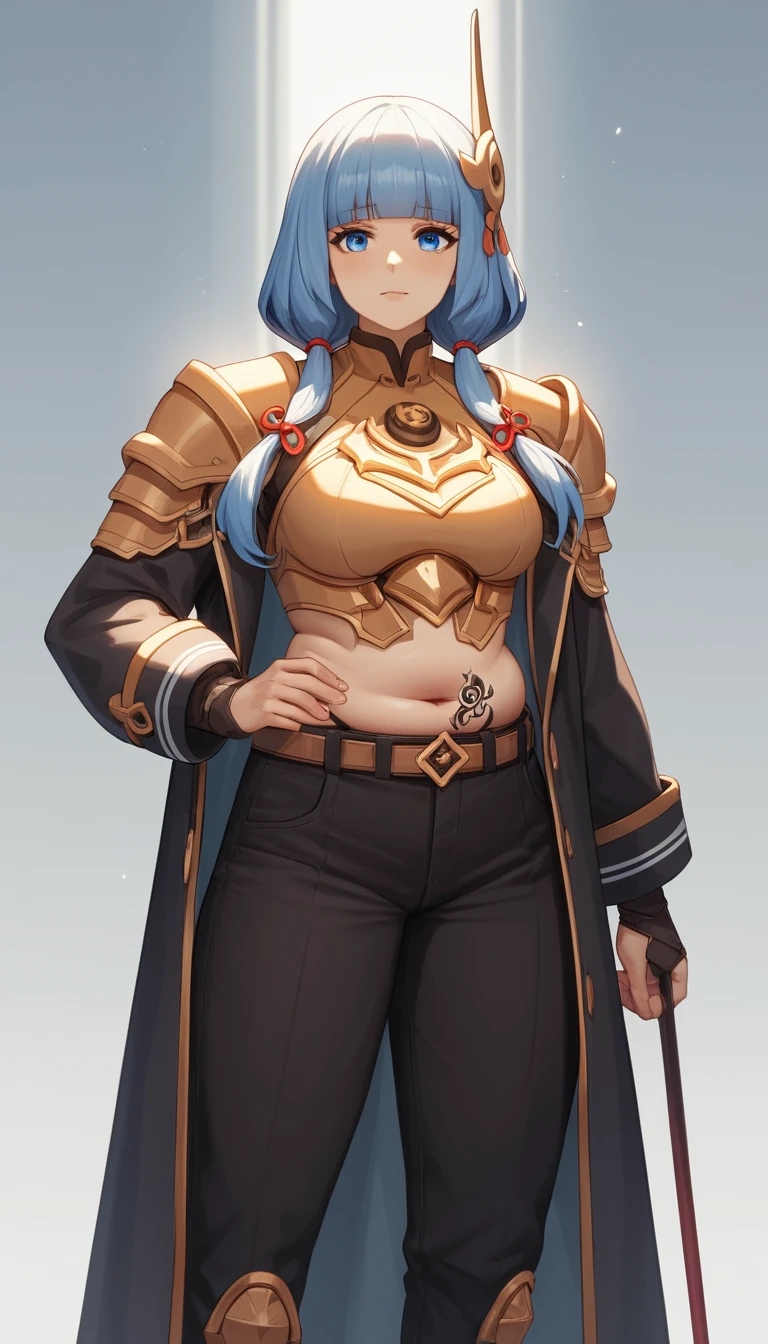 Héroïne d’anime sensuelle aux yeux bleus et aux longs cheveux sombres